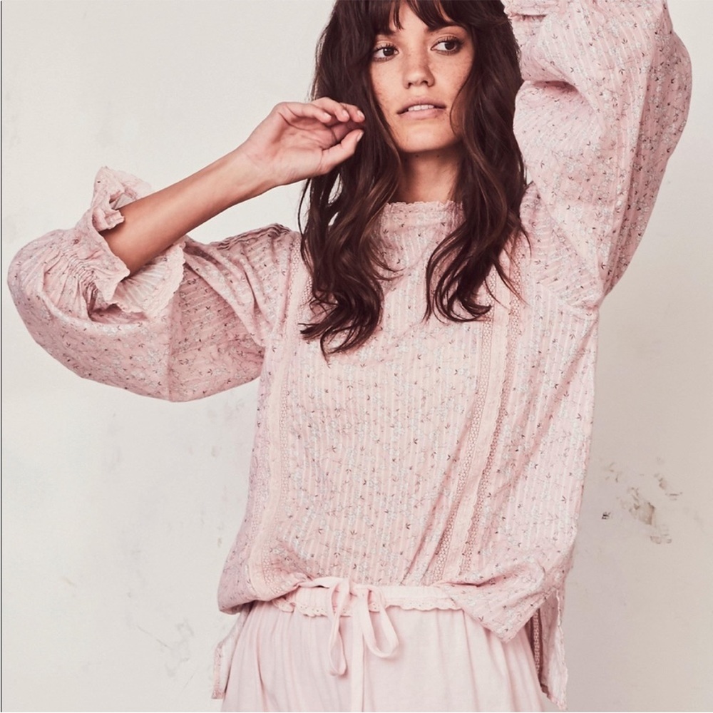 LoveShackFancy Stevie Top in Pink sz XS